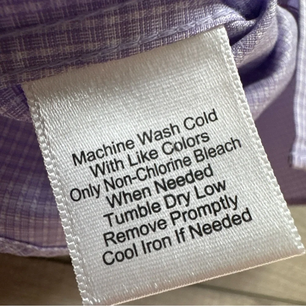 Jos A Bank Traveler‎ Shirt Men Tailored Fit Lilac Checkered Long Sleeve 16 35